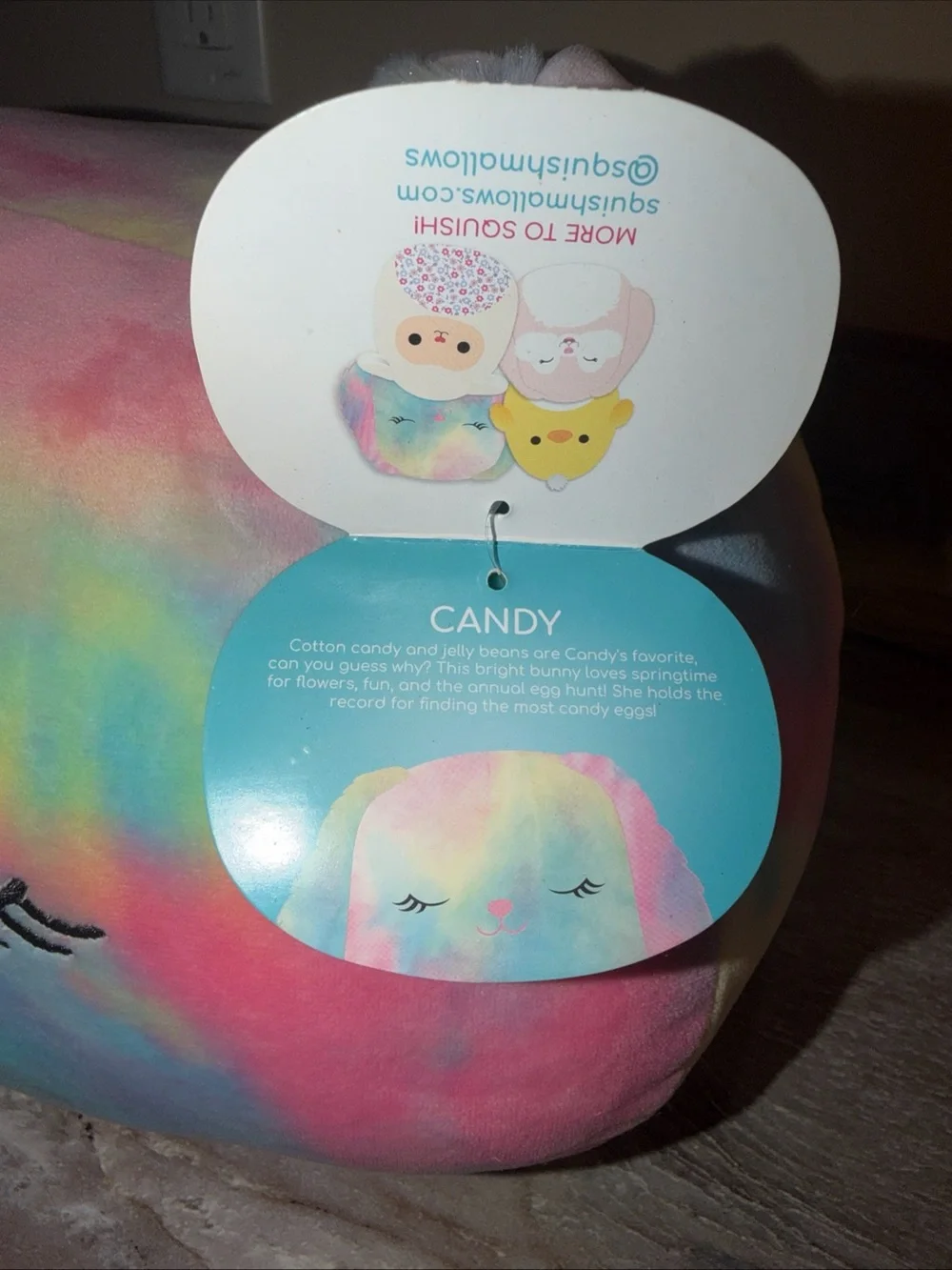 Squishmallows Rainbow CANDY Tie-Dye Bunny Plush - Pink Blue Yellow